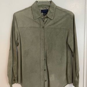 Green suede shirt jacket